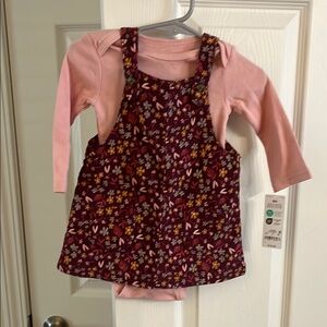 NWT Carter’s Floral Dress with Pink Long Sleeve Onsie